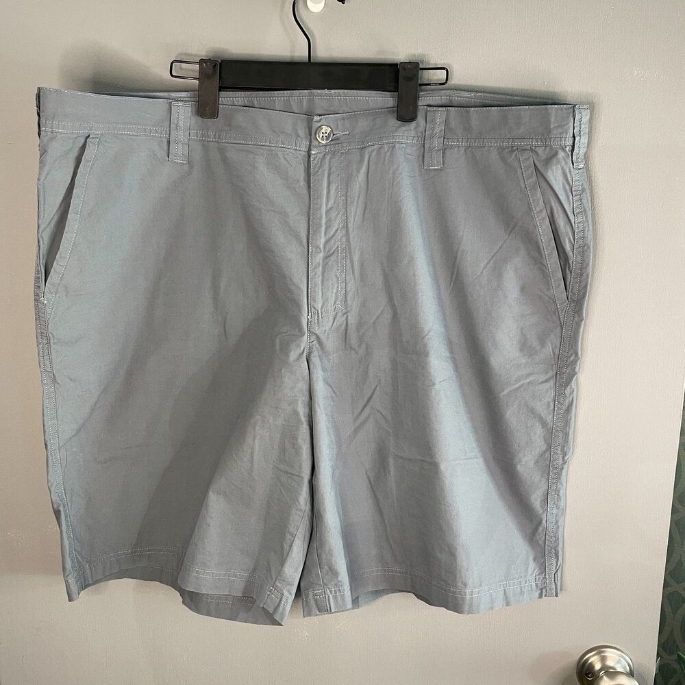 Columbia Mens 40 Flat Front Gray Chino Casual Shorts